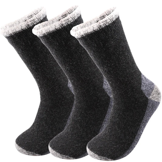 3Pairs Super Thick Merino Wool Socks Male Men Winter Thermal Cashmere Socks Fleece Terry Loop Middle Tube Socks High Quality