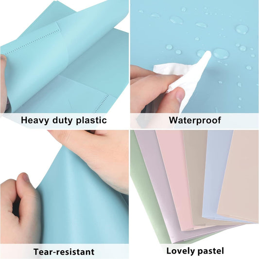 12 Pack Pocket Folders Plastic,6 Assorted Pastel Colors Heavy-Duty Plastic Folders with 2 Pockets, Letter Size Paper File Folders for Home, Office